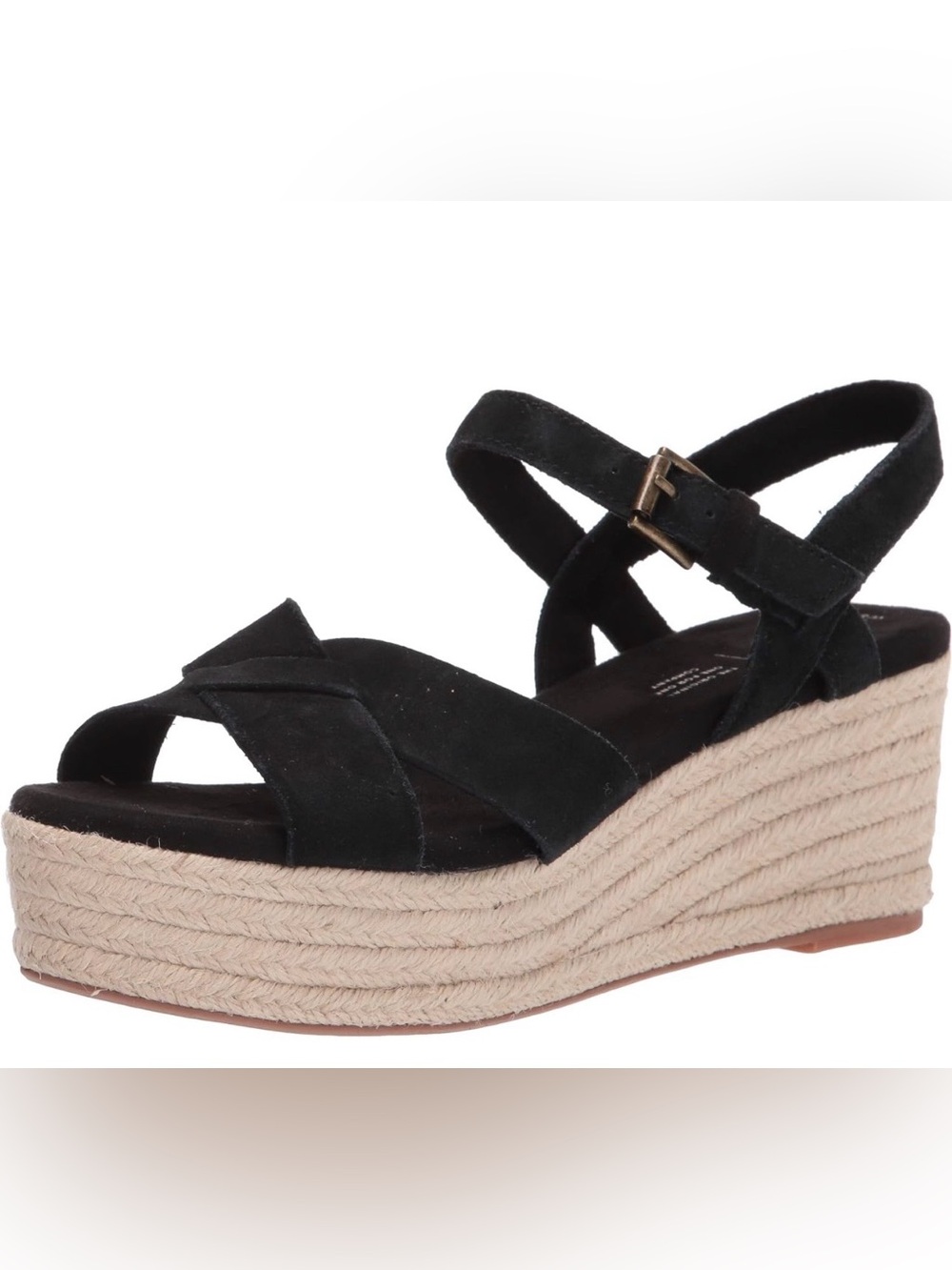 TOMS Willow Wedge Black Suede Sandal